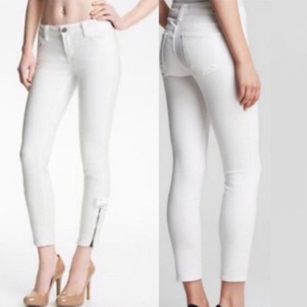 Vince Skinny Jeans White Size 27 Ankle Zipper Style # Dv102-2181 Stretch Minimal